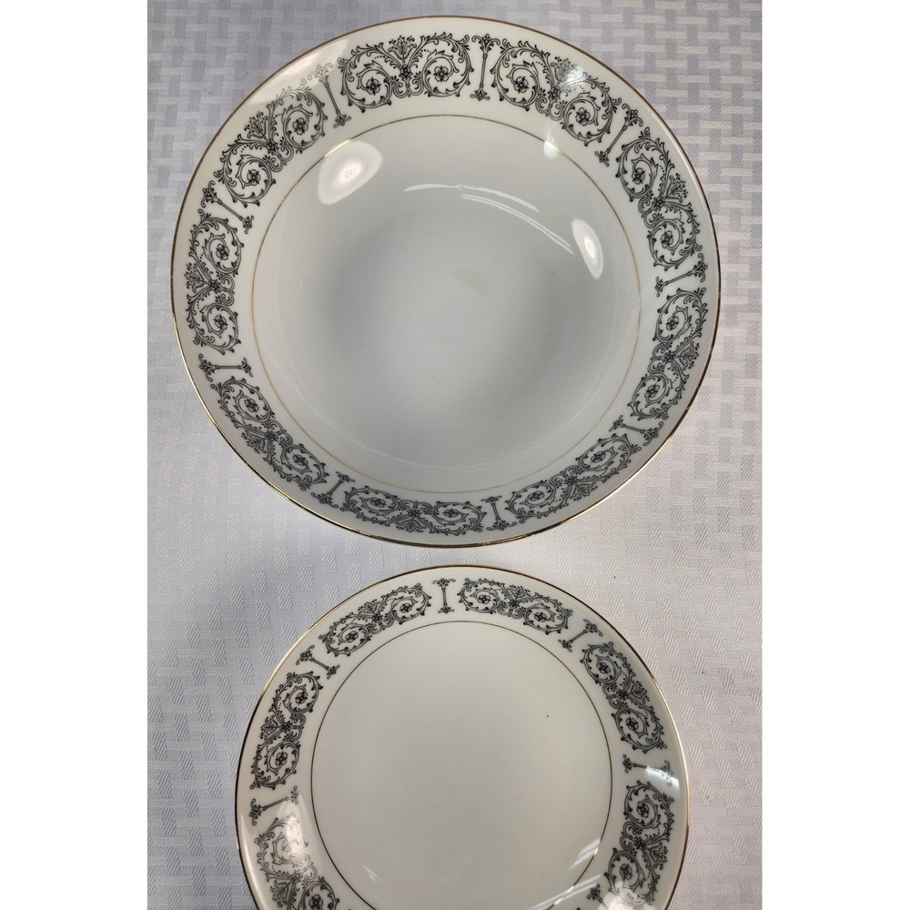 Carlton Fontaine Vegetable Serving Bowl + Soup Bowl Fine China Japan Gold Trim